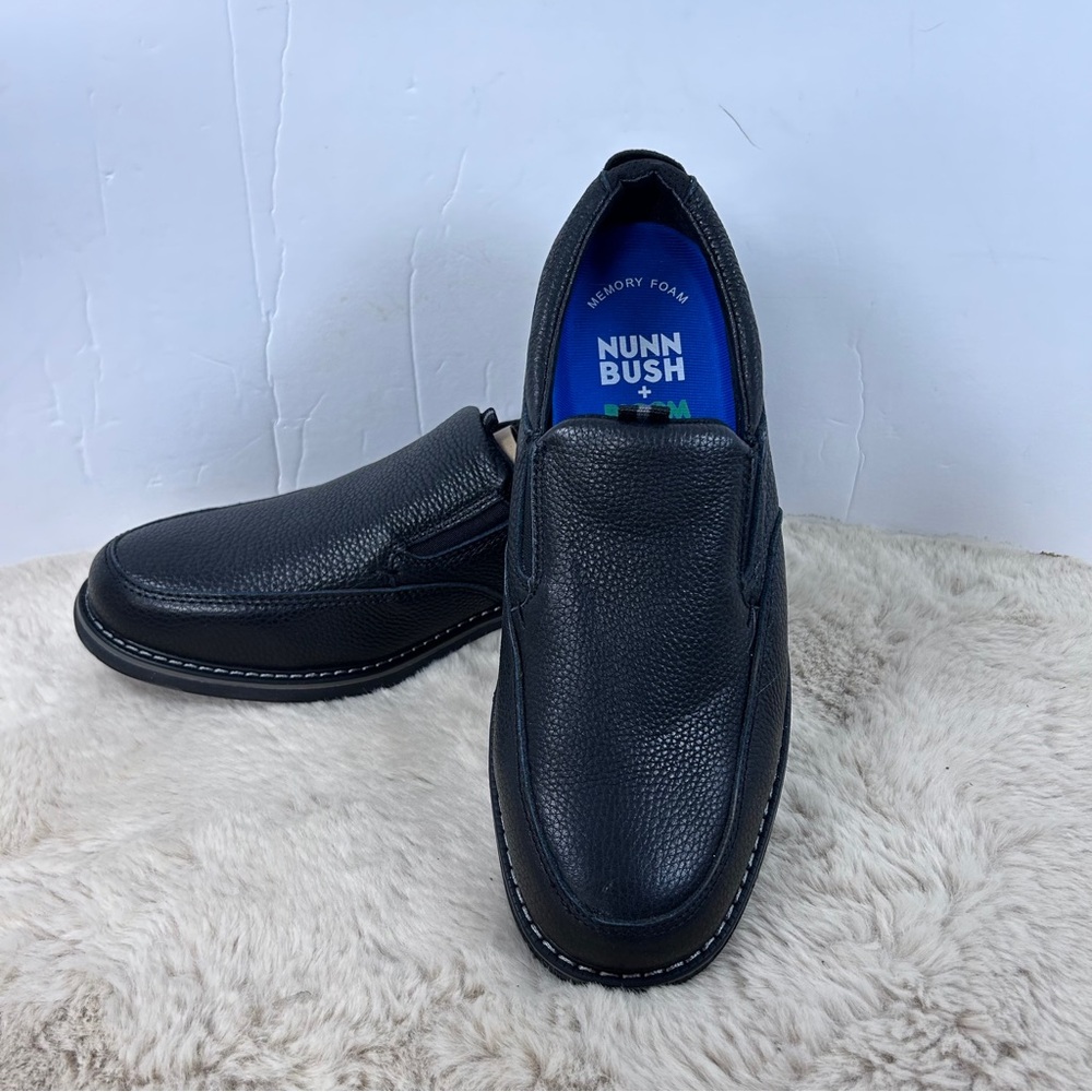Nunn Bush Black Leather Loafers Slip-On +Bloom‎ Foam 8.5 Wide